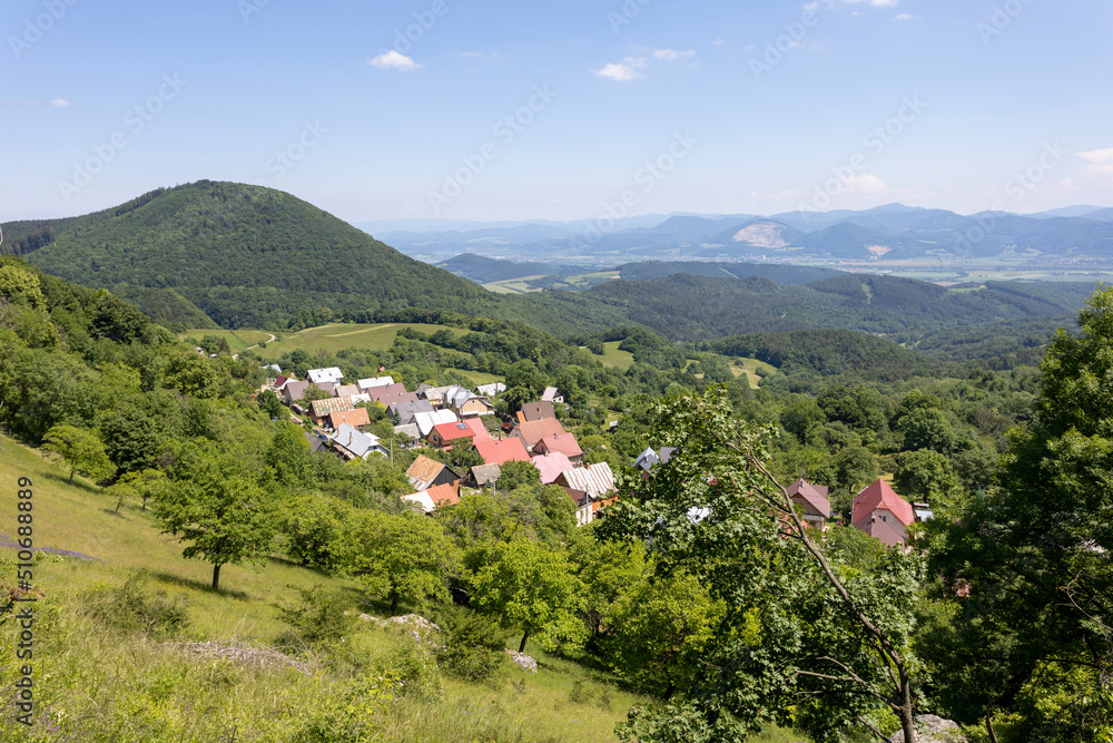 Slovakia Vršatec hill blue sky green trees