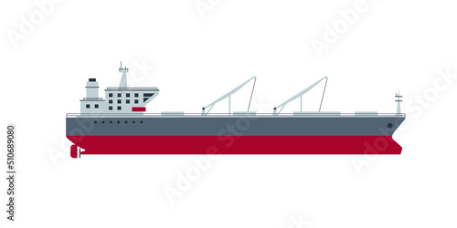 Oil tanker or cargo ship icon. Vector illustration isolated on white background. Sea freight transportation concept.