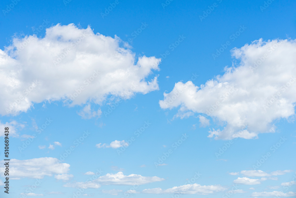Fototapeta premium Panorama of blue sky with white clouds in summer day