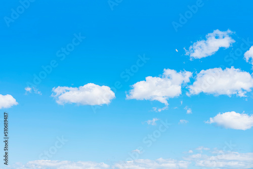 Blue Sky with white clouds. Air natural background