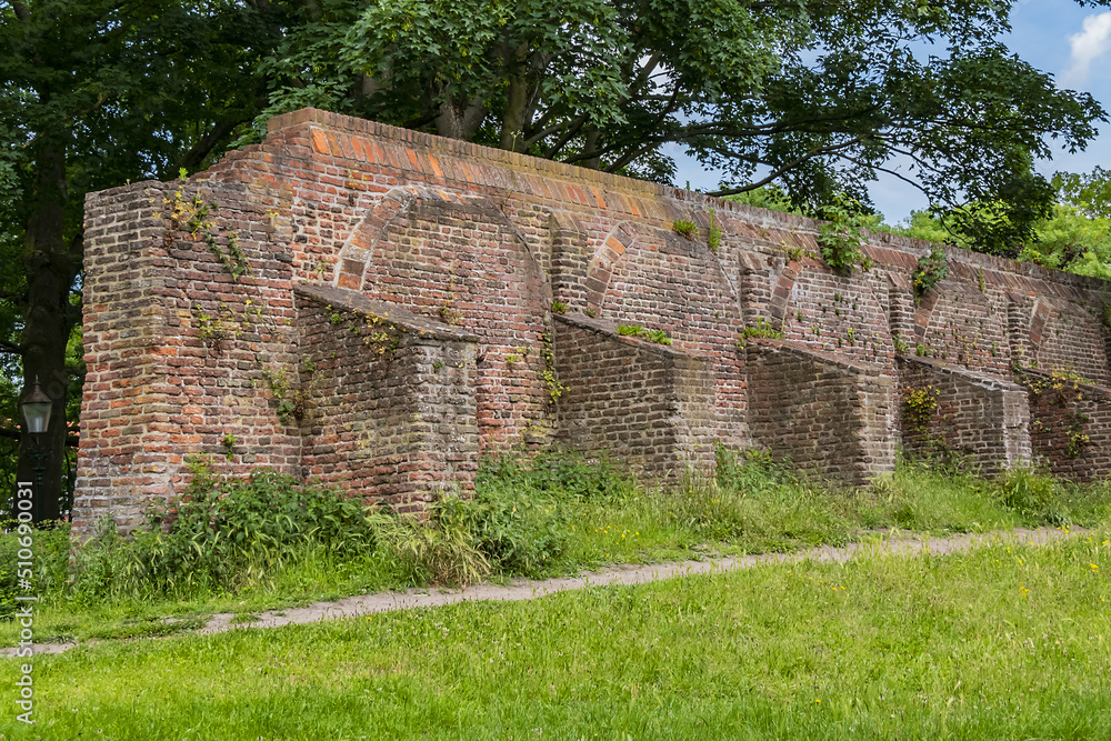 Picturesque medieval city wall (from the second half of the 13th century). Amersfoort, the Netherlands.