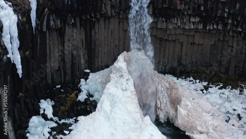 Svartifoss Waterfall and Basalt Lava Columns Epic Landscape. Iceland photo