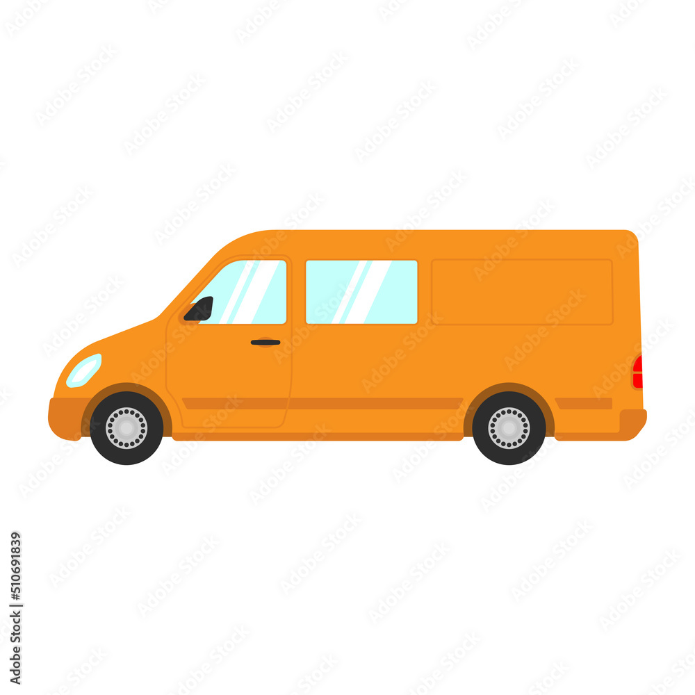 Cargo passenger minibus icon. Color silhouette. Side view. Vector simple flat graphic illustration. Isolated object on a white background. Isolate.