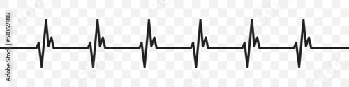 Heartbeat icon. Heart pulse on transparent background. Heart rhythm sign. Vector illustration.