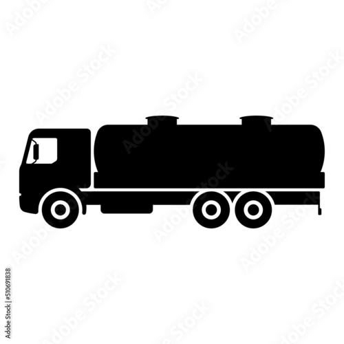 Tanker truck icon. Black silhouette. Side view. Vector simple flat graphic illustration. Isolated object on a white background. Isolate.
