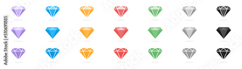 Set of diamond icons. Jewels icon collection. Vector illustration. Big diamond symbol set.