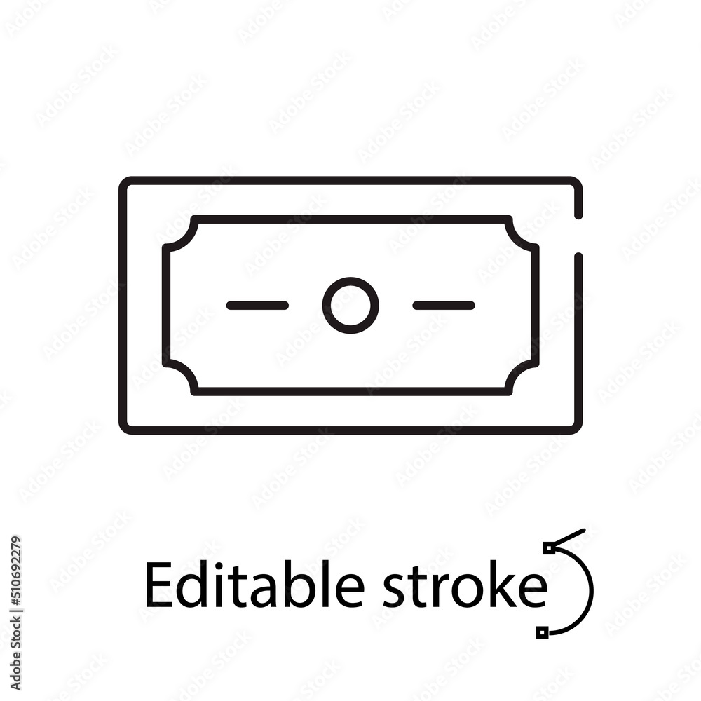 Dollar banknote outline icon. Bank and finance. Casino idea. Editable stroke. Isolated vector stock illustration Dollar banknote outline icon. Bank and finance. Casino idea. Editable stroke. Isolated vector stock illustration