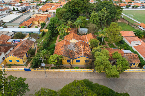 Brodowski, São Paulo ,Brazil - Circa june 2022: Aerial image of Brodowski city, house Candido Portinari. photo