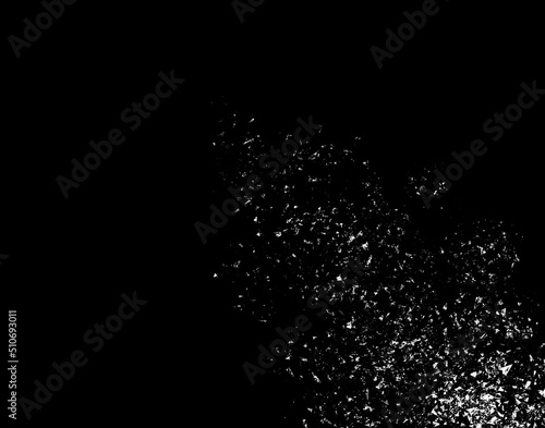 Exploding glass fine shards and Pieces.isolated on black background