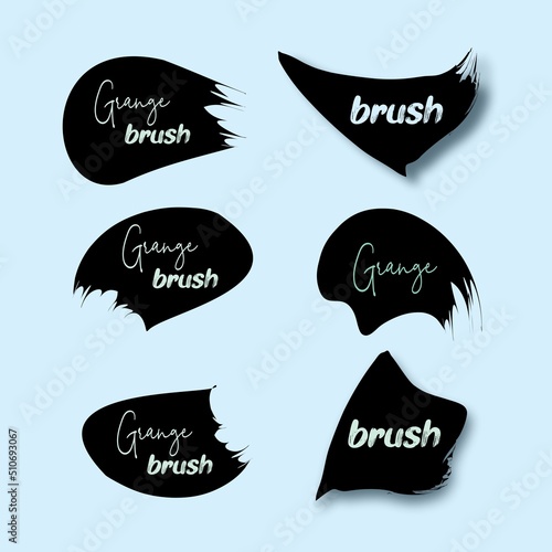 Black spots drawn by hand with a brush stroke. A collection of doodle lines, a hand-drawn template.Vector set isolated on a white background. Stroke lines with a black felt-tip pen and a grunge brush photo