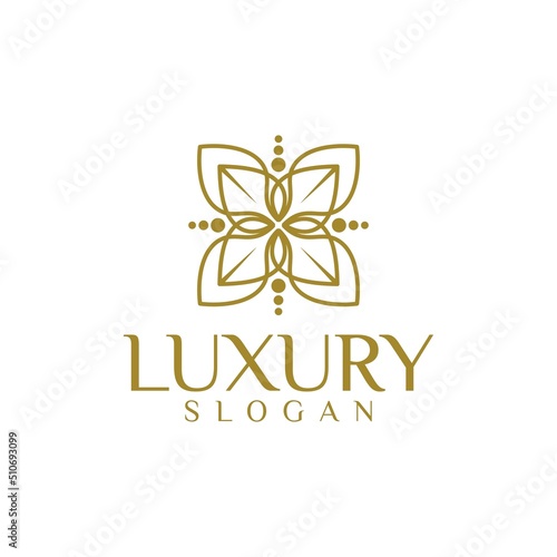 Abstract mandala flower swirl logo icon vector design.