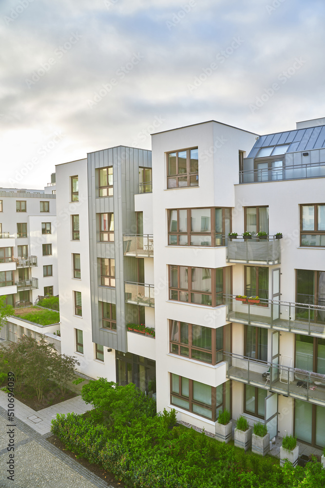 Sun in the contemporary apartment residence complex.