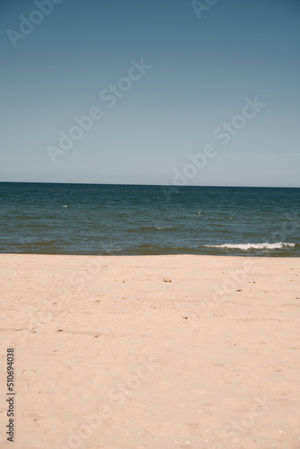 Minimalistic landscape of a seaside. Panorama of a simple seascape