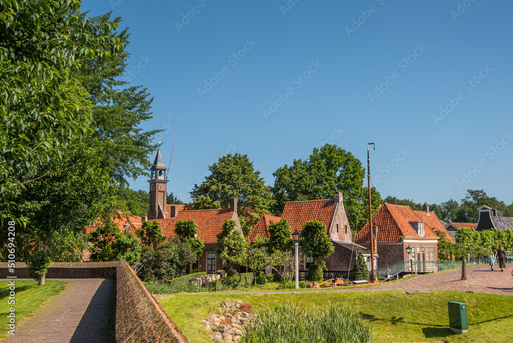 Enkhuizen, Netherlands, June 2022. The traditional fishermen's houses at the Zuiderzee Museum in Enkhuizen. Enkhuizen, Netherlands, June 2022. The traditional fishermen's houses at the Zuiderzee Museum in Enkhuizen.