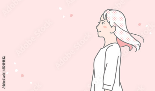 前向きな若い女性のシンプルなベクターイラスト素材