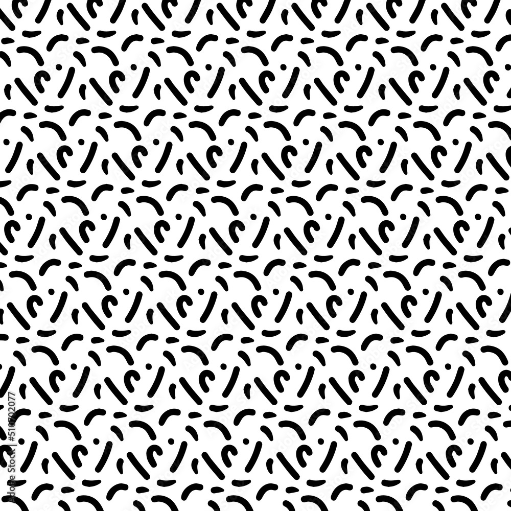 Seamless pattern of black drops on a white background. Abstract pattern. Hand-drawn vector illustration