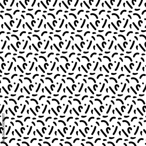 Seamless pattern of black drops on a white background. Abstract pattern. Hand-drawn vector illustration