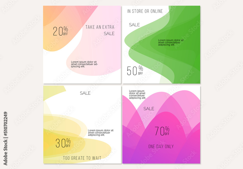 Social Media Post Layout with Transparent Overlapping Gradient Waves ...
