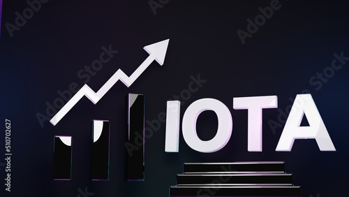 IOTA mit Diagramm auf schwarzem Hintergrund, 3D photo