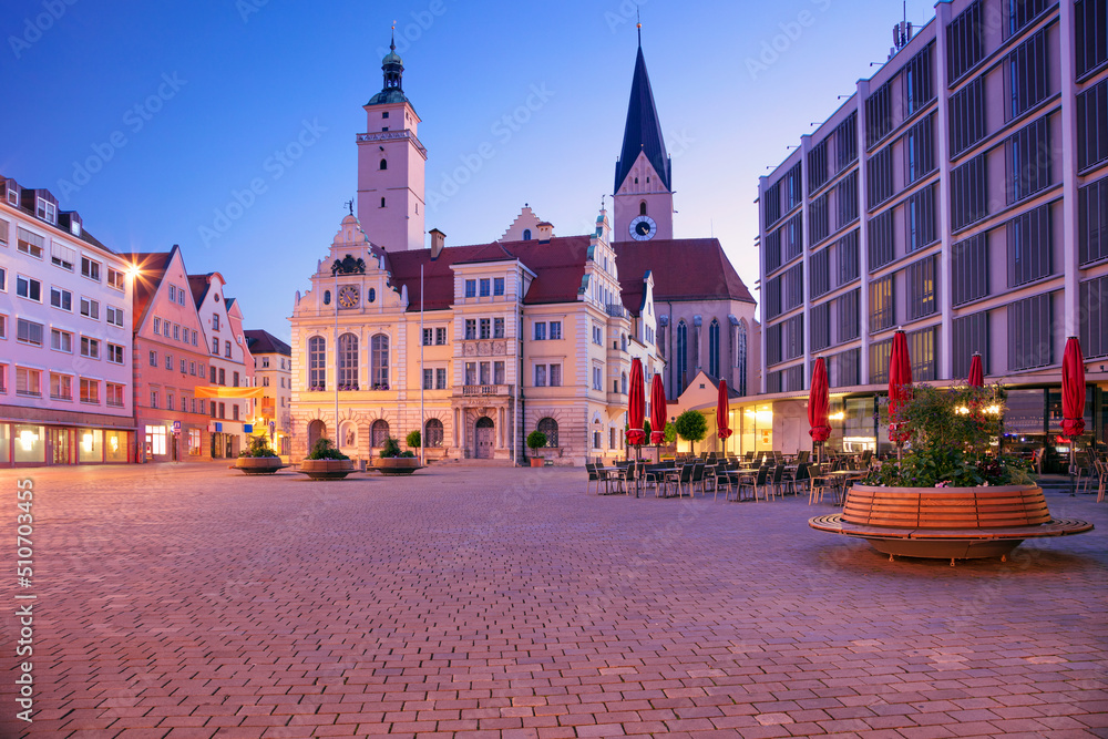 Ingolstadt, Germany. Cityscape image of downtown Ingolstadt, Germany with town hall at sunrise.
