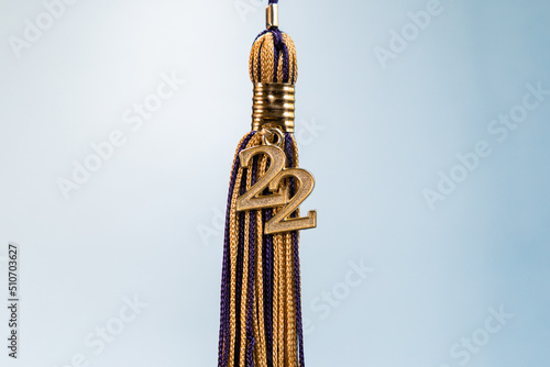 Blue and gold tassel for the Class of 2022 graduation