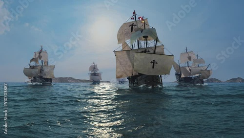 The NAO VICTORIA is the famous flagship of MAGELLANs global expedition . The portugues Captain  leds an armada financed by the spanish Crown and the fugger banquier