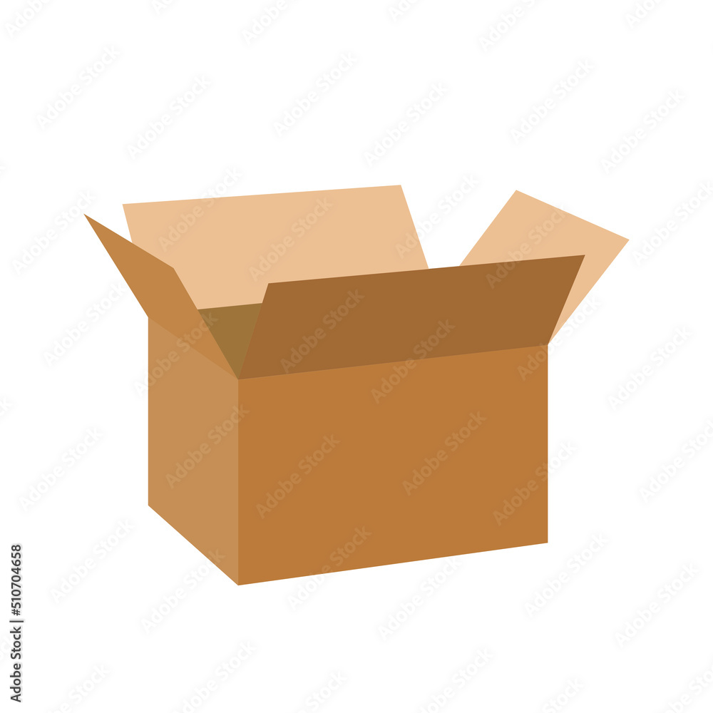 Realistic open cardboard box icon isolated on white background. Vector illustration for design and print