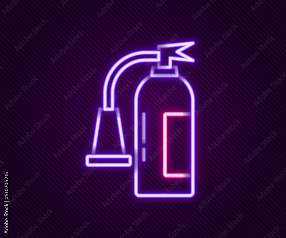 Glowing neon line Fire extinguisher icon isolated on black background. Colorful outline concept. Vector Glowing neon line Fire extinguisher icon isolated on black background. Colorful outline concept. Vector