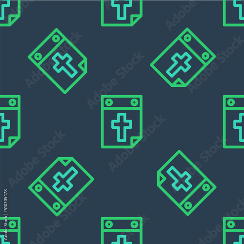 Line Calendar death icon isolated seamless pattern on blue background. Vector © Kostiantyn