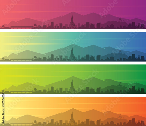 Liechtenstein Multiple Color Gradient Skyline Banner
