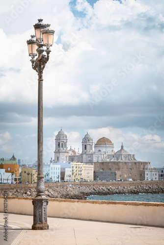 city of cadiz, Andalucia, with views from the port towards the cathedral..