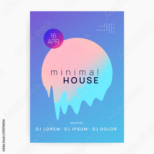 Dance Party. Neon And Nightlife Shape. Wavy Disco Flyer. Trendy Effect For Set. Futuristic Background For Invitation Vector. Pink And Blue Dance Party