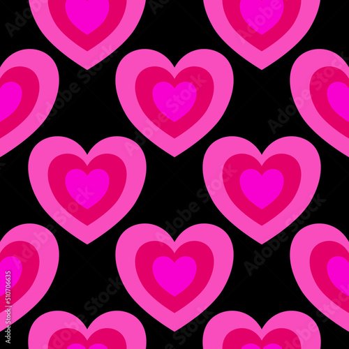 Fun bright pink black heart shaped pattern for women empowerment. Cute girly feminine seamless texture for teenager girl