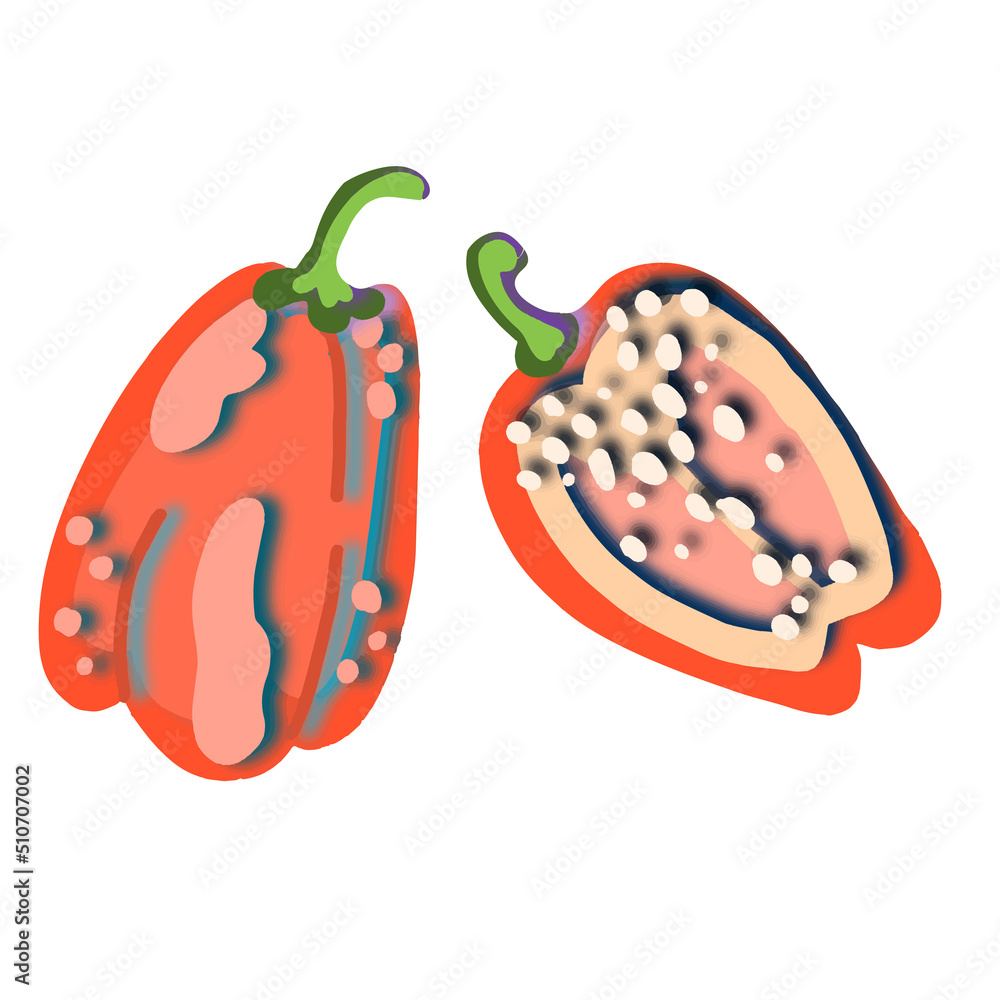 Vector Bell pepper drawn in paper cut style. Ripe vegetable illustration. Vector Bell pepper drawn in paper cut style. Ripe vegetable illustration.