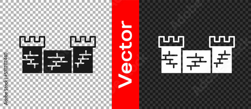 Black Great wall of China icon isolated on transparent background. Vector