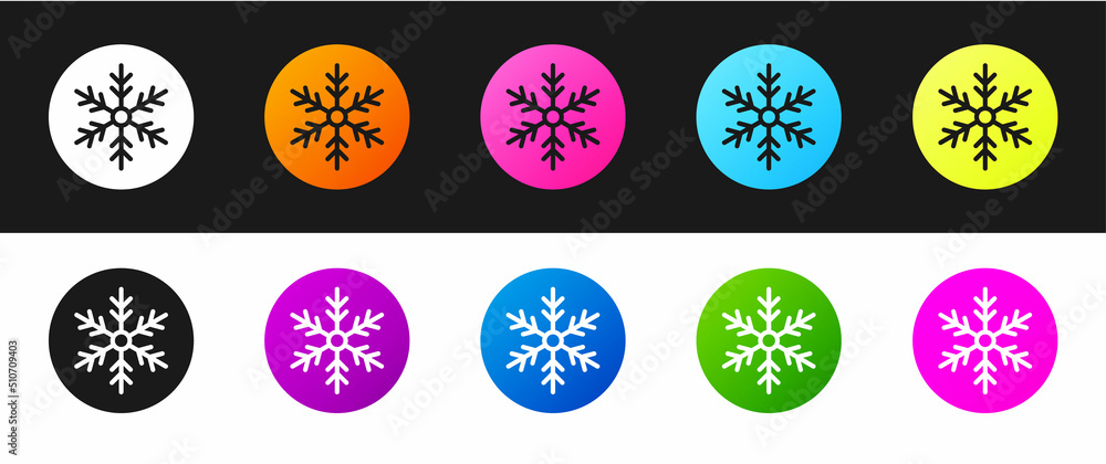 Set Snowflake icon isolated on black and white background. Merry Christmas and Happy New Year. Vector Set Snowflake icon isolated on black and white background. Merry Christmas and Happy New Year. Vector