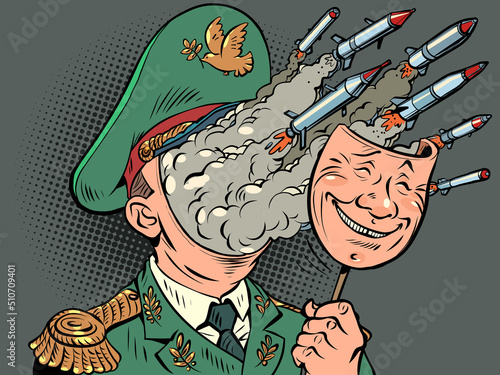 military politician hawk war propaganda, officer with nuclear missiles