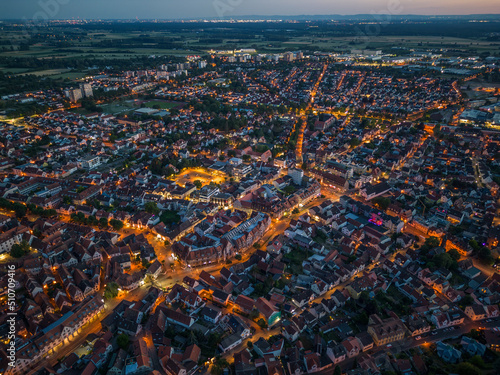Aerial view on the city Heppenheim in Germany.