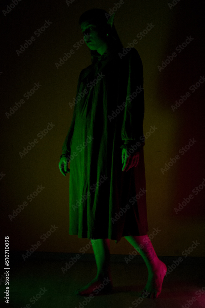 Girl elf in the dark and neon light Girl elf in the dark and neon light