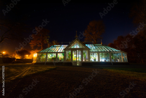 greenhouse at night