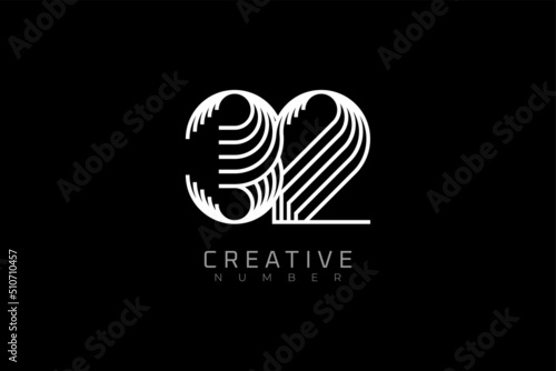 Number 32 Logo  modern and creative number 32 multi line style  usable for brand  anniversary and business logos  flat design logo template  vector illustration