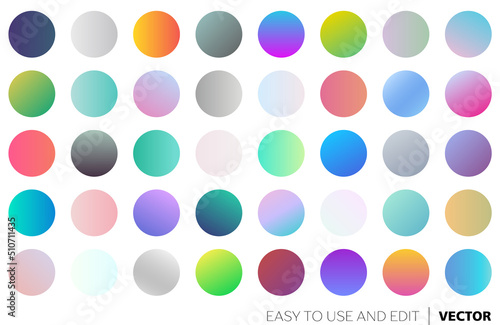 Set of vector gradients, modern combinations of colors and shades. Color gradient palette in the form of circles. photo