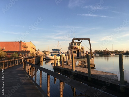 Riverwalk/boardwalk at sunset