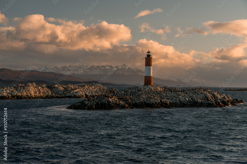 Sunset on Lighthouse from the end of the world Ushuaia, Tierra del Fuego - Patagonia Argentina