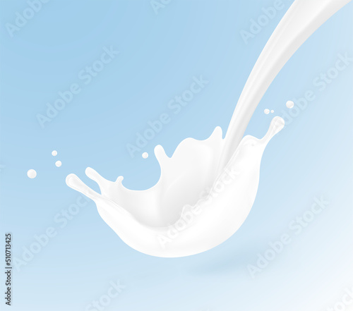 White crown with bowl splashes with drops. Vector illustration. Can be use for your design. Great for imaging milk, cream and other white liquids. EPS10.
