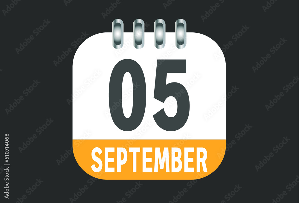 September 5 calendar daily icon. Banner of day, date, month and holiday in september. September 5 calendar daily icon. Banner of day, date, month and holiday in september.