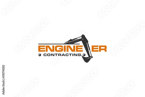 Excavator construction logo design, excavator logo element heavy equipment work. transportation vehicle mining.