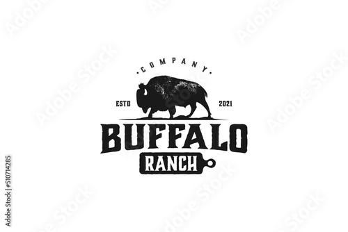 Buffalo bison logo silhouette ranch cattle farm symbol animal grazing