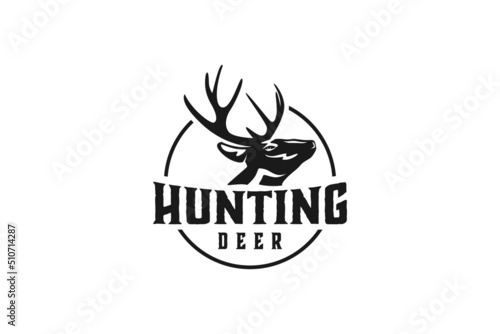 Deer Head hunting outdoor logo design animal wildlife silhouette horns deer reindeer
