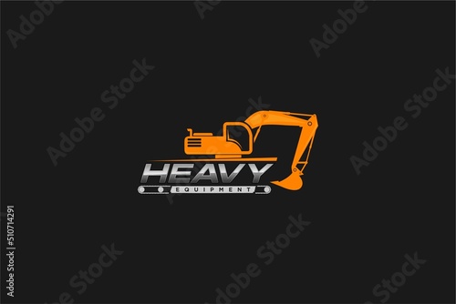 Excavator construction logo design, excavator logo element heavy equipment work. transportation vehicle mining.